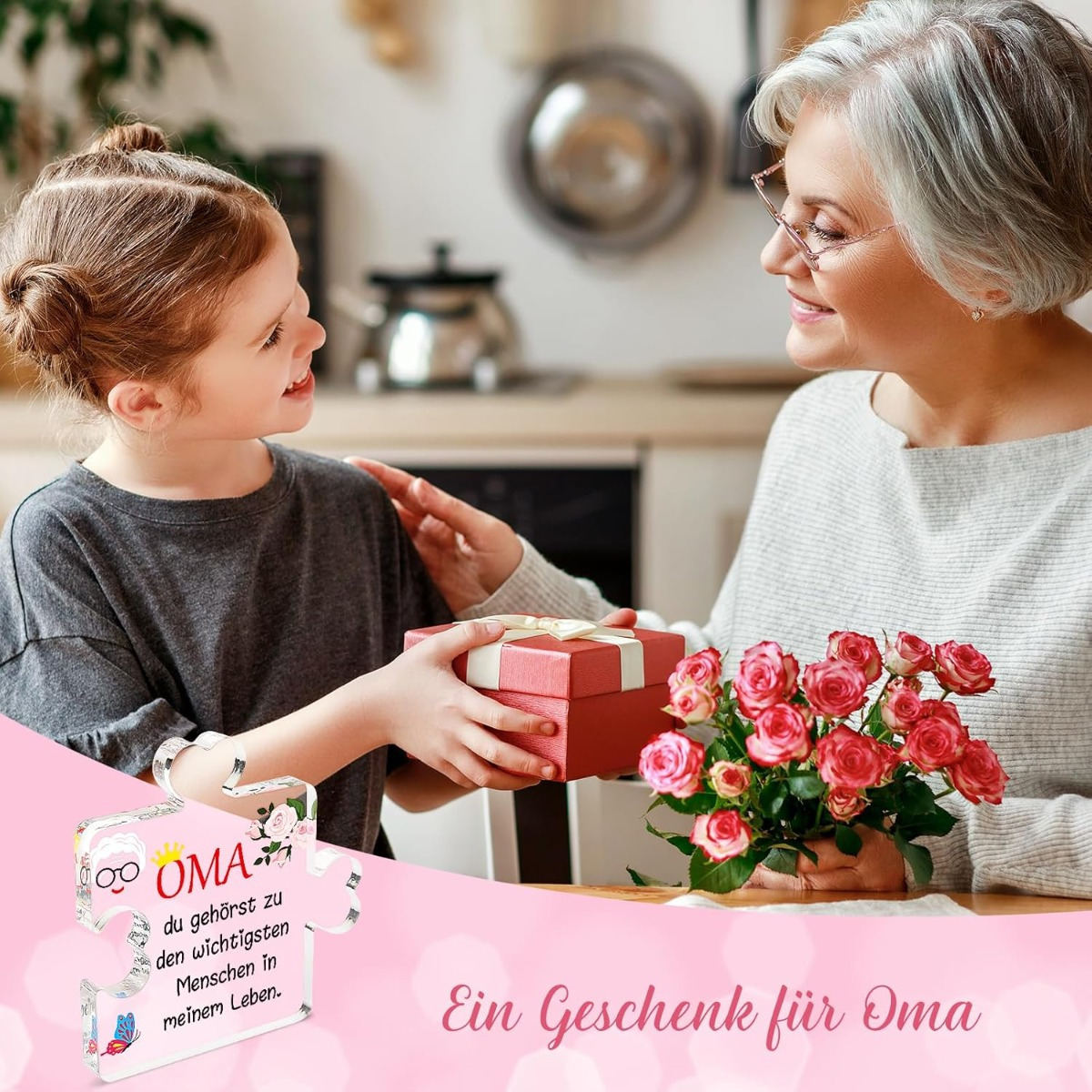 Gifts For Grandma, Gifts For Grandma From Grandchildren, Best Grandma Gifts, Grandma Puzzle Piece Acrylic Sign, Grandmother Table Decorations, Gifts For Christmas, Birthdays, And Gandparents' Day
