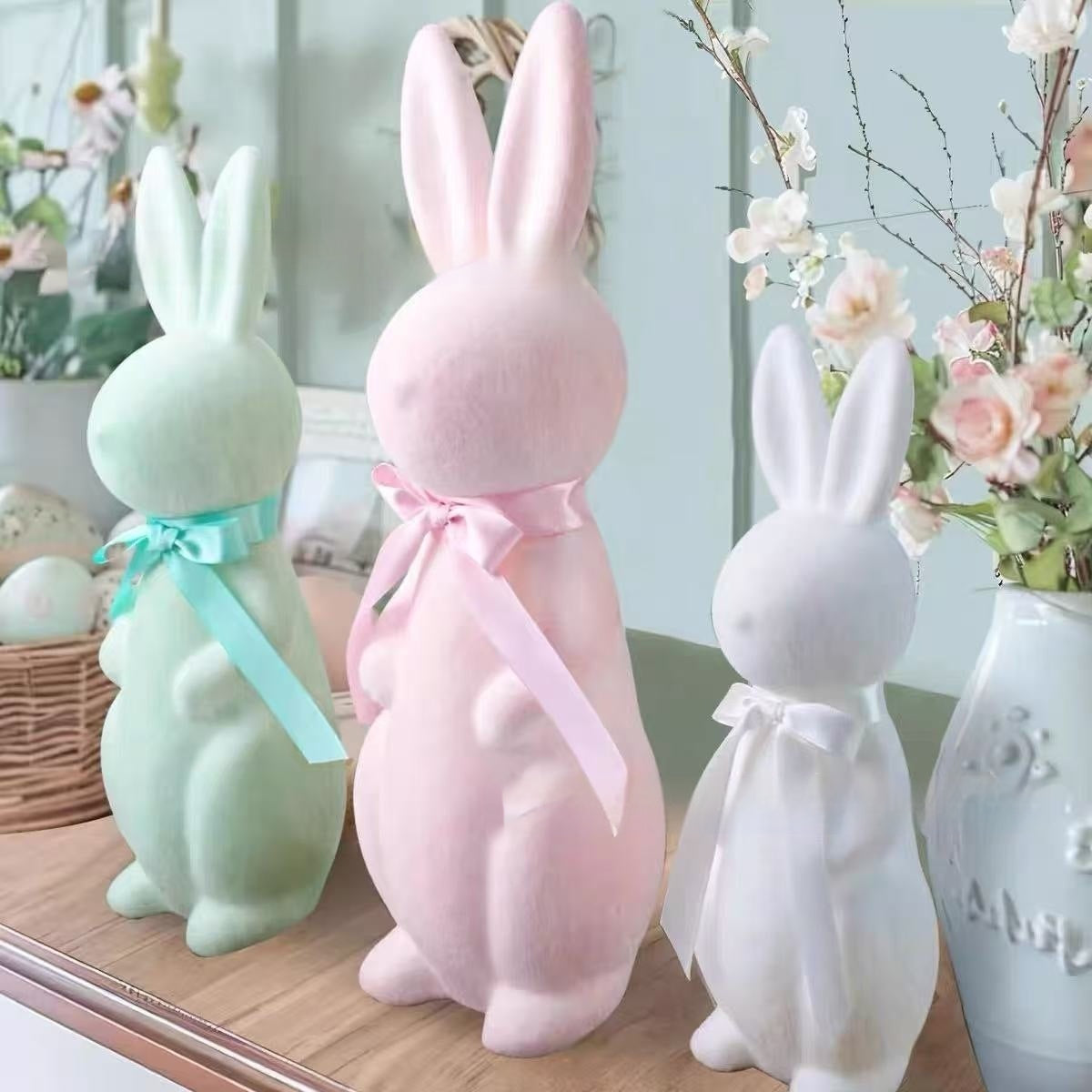 Little Rabbit Blank Mold Flocked Eternal Rose Gift