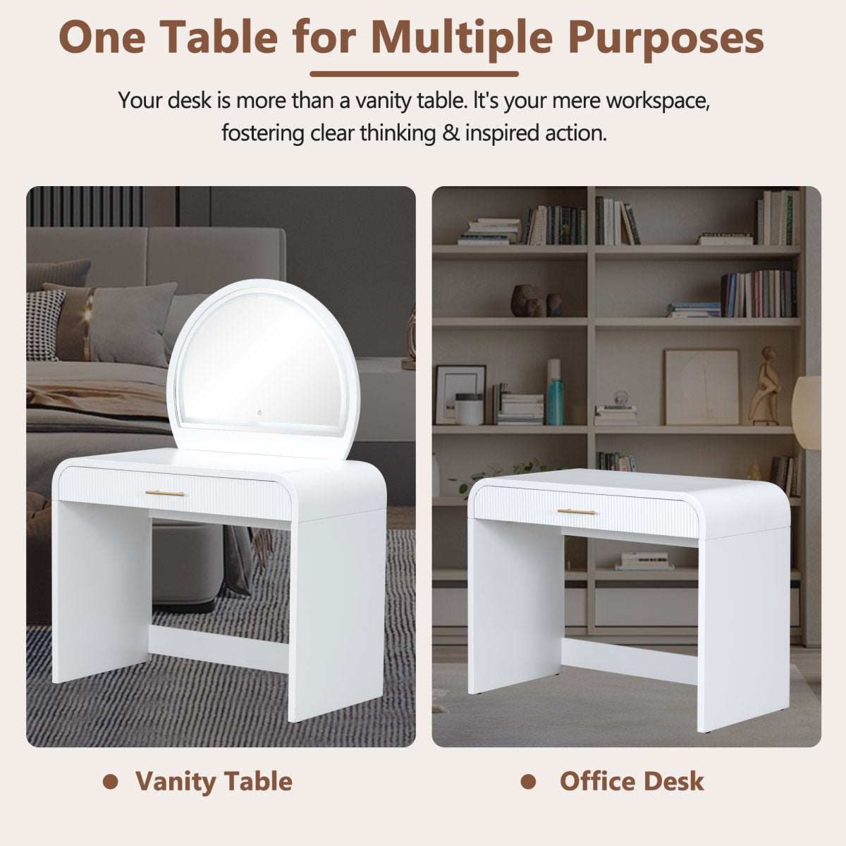 39 Makeup Vanity Table With Mirror Touch Screen Lighted Mirror, Dressing Table With Drawer For Bedroom, White