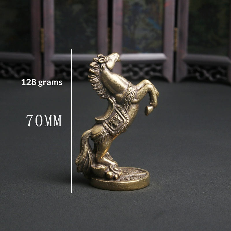 Retro Brass Galloping Horse Stepping On Ingot Creative Desk Ornament