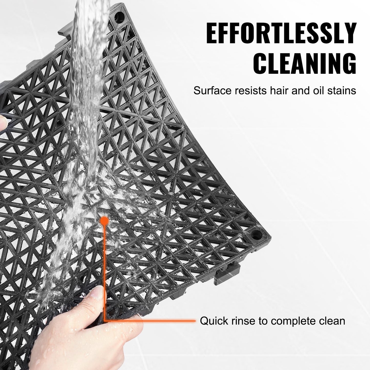 Modular Interlocking Cushion, 50 Pack 30 X 30 Cm Splicing Drainage Mats, Soft PVC Interlocking Drainage Floor Tiles, Non-Slip Drainage Hole For Restroom, Bathroom, Kitchen, Pool, Wet Area, Black