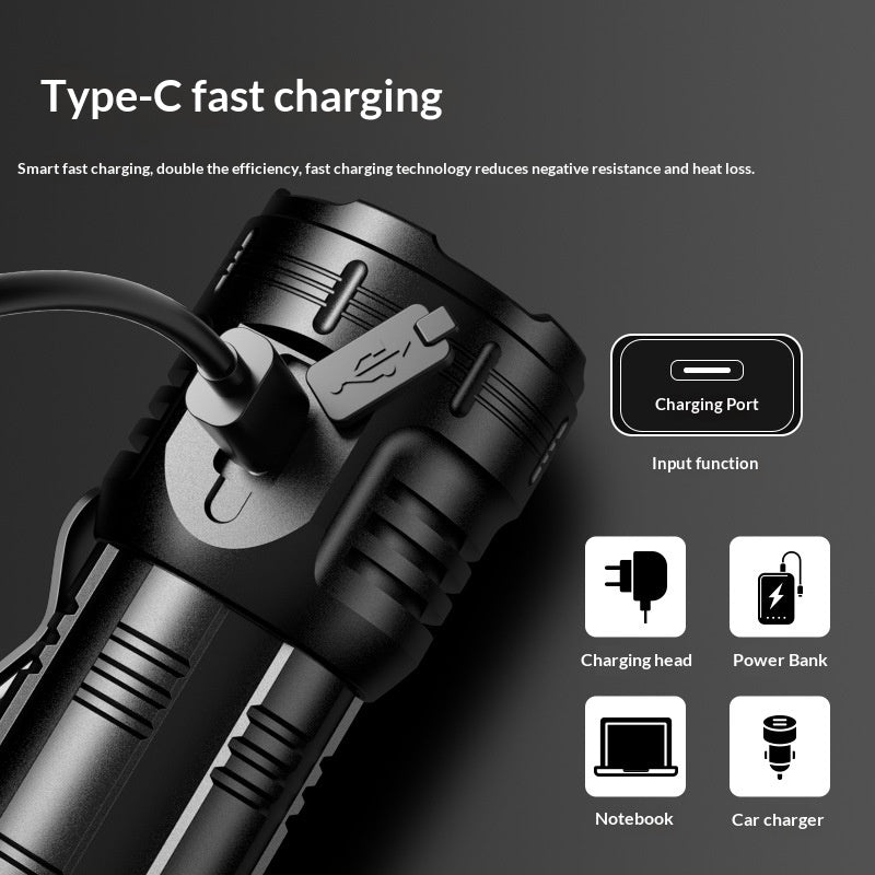 Magnetic Suction Strong Light Flashlight Charging Household Ultra-bright Outdoor