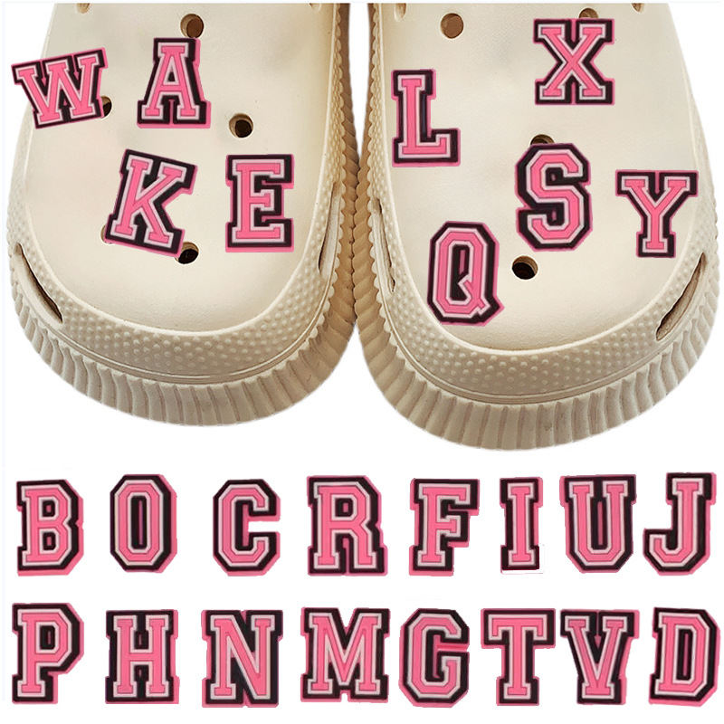 Pink 26 English Letters And Numbers Hole Shoes Shoe Ornament DIY Shoe Accessories