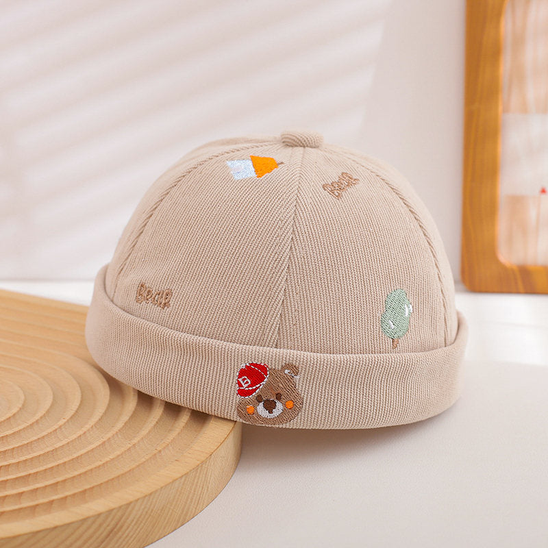 Summer Boys And Girls' Fun Scene Embroidery Velcro Cute School-style Baby Master Hat Suitable For Daily Outings, Outdoor Shopping And Playing.