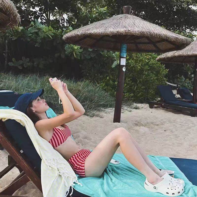 Japanese And Korean Fashion Striped Two-piece Swimsuit For Women