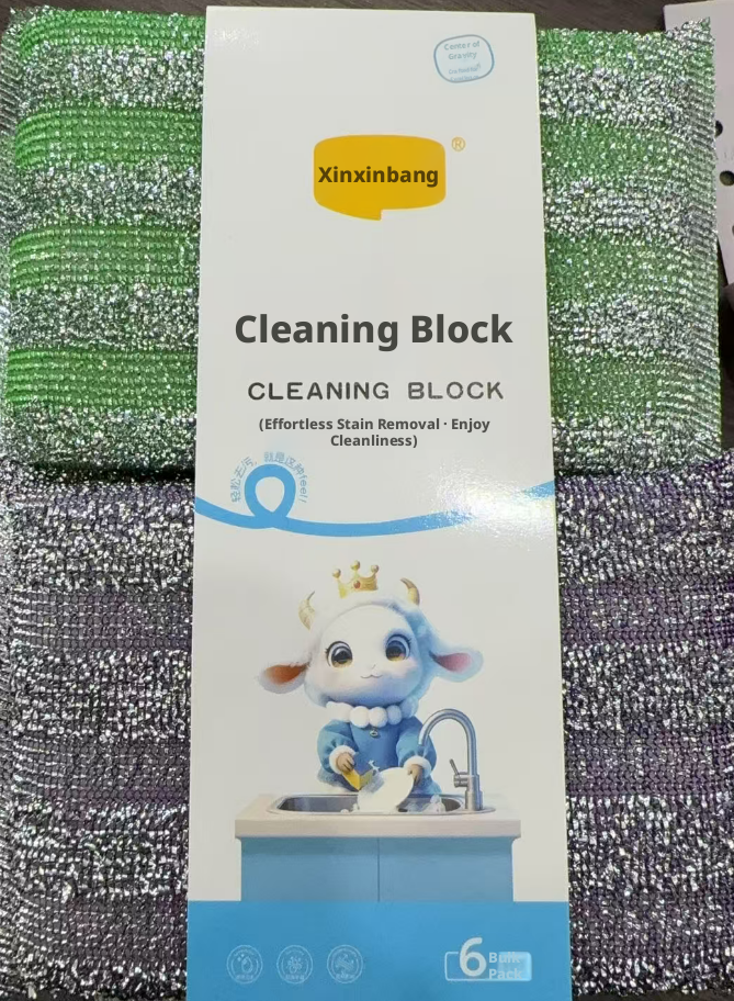 Cleaning block-mixed color-polypropylene + sponge +PET-4 pieces-1 card