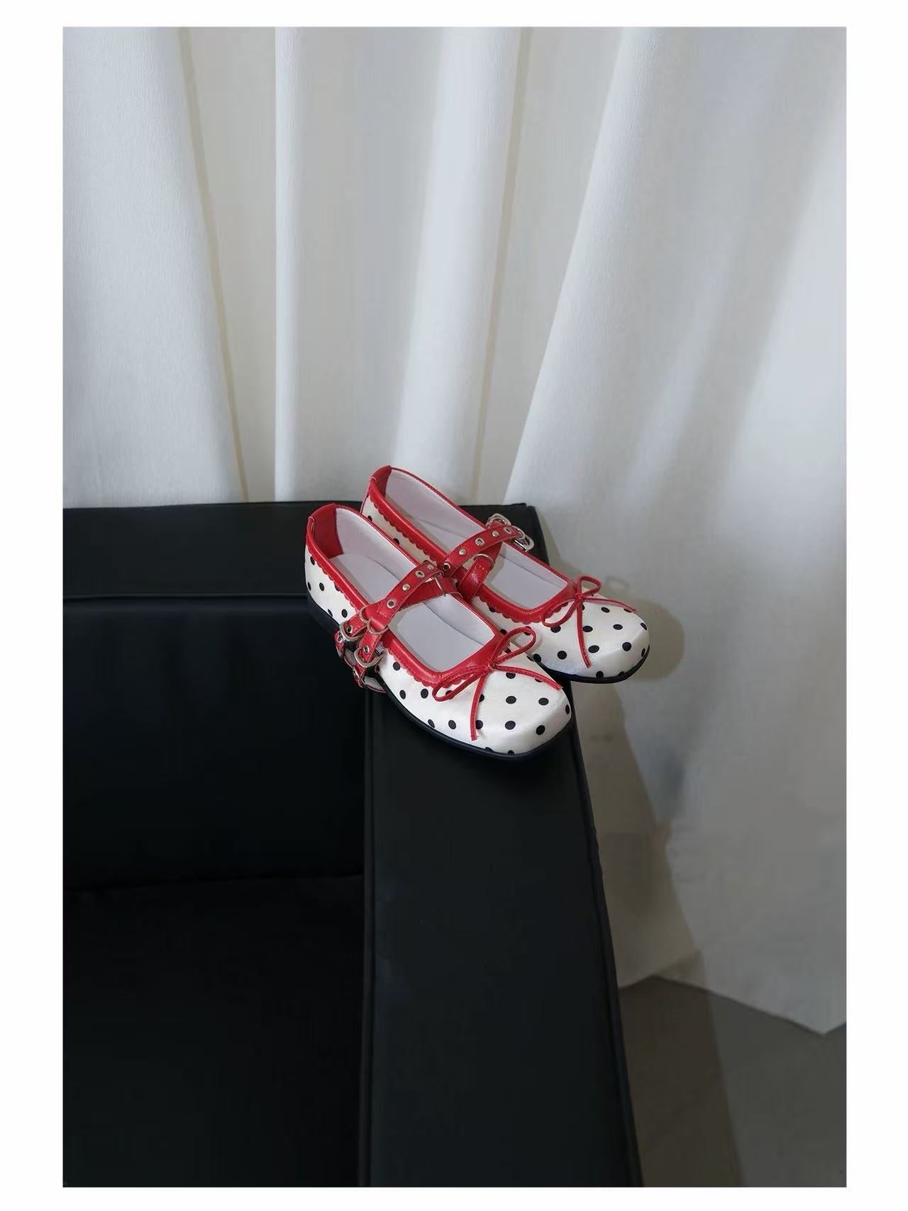 Women Vintage Polka Dot Bow Fashion Mary Janes, 2026 Spring Summer New, Elevated Casual Outdoor Shoes
