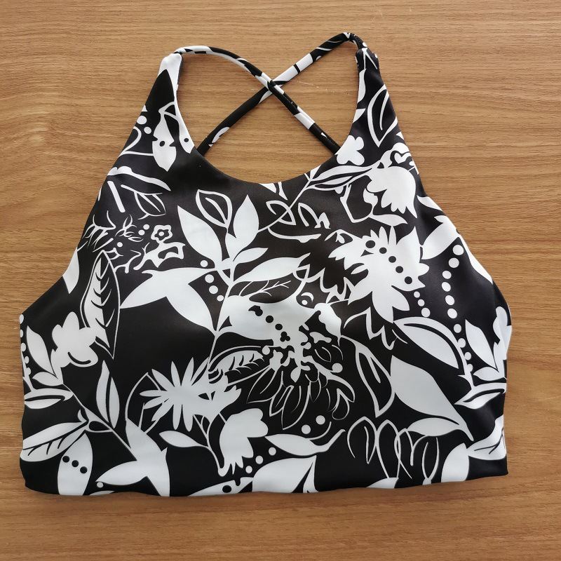 Colorful Printed Yoga Suit For Women With Tank Top And Chest Pad