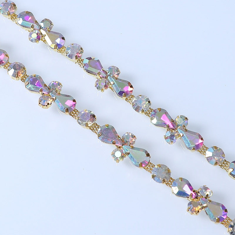Chain Accessories Rhinestone Chain DIY Jewelry Soldered Chain Floral Design