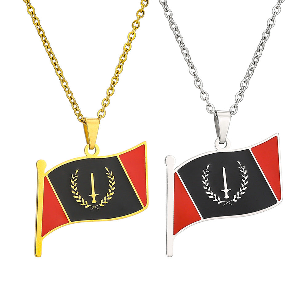 Oil Dripping Geometric Pendant Necklace For Men And Women Lovers Wild Sweater Chain Accessories