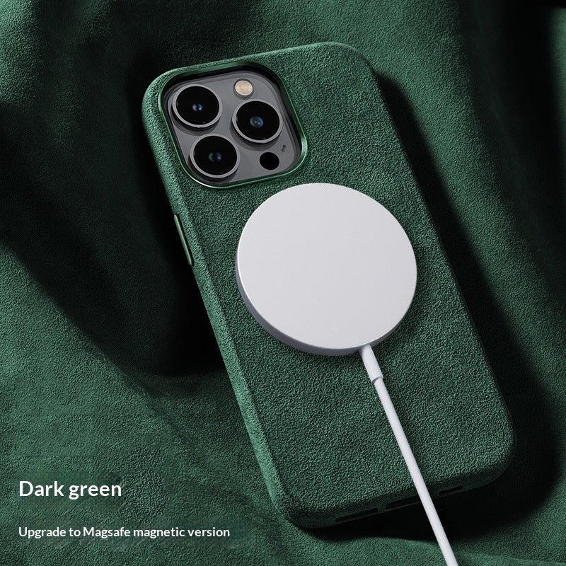 High-end Suede Magnetic Wireless Charging Leather Phone Case