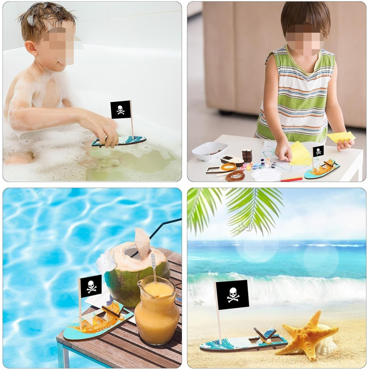 Maritime Craft Kit - Includes 8 Wooden Ships, 12 Colors, Accessories, And Materials For Creative Projects