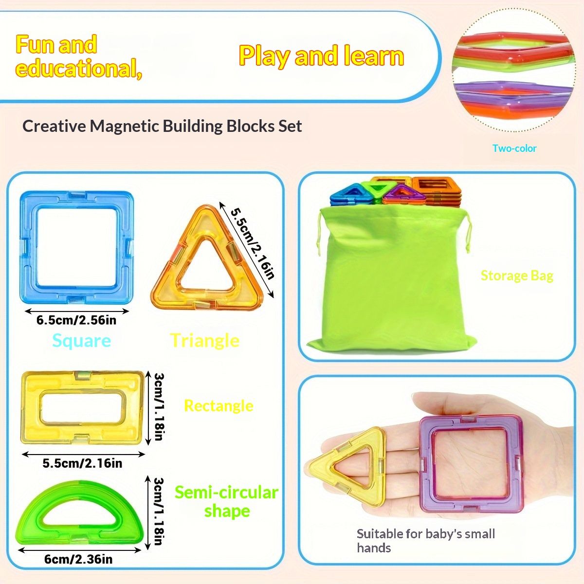 Large Magnetic Tilesfun Educational Building Toys For Creative Play