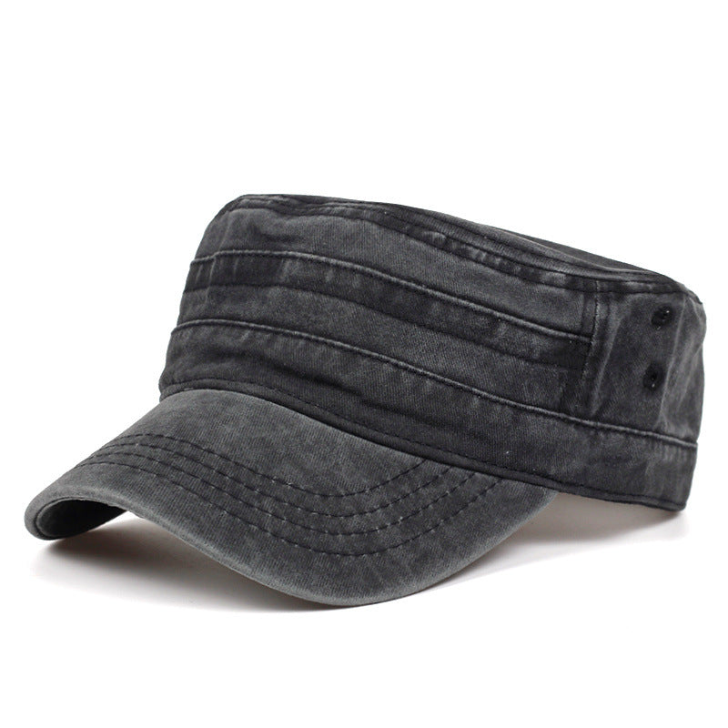 Spring And Summer Men's Solid-color, Washed-out, Retro Wide-brimmed, Simple And Fashionable Casual Flat-top Baseball Cap, Suitable For Outdoor Sports, Daily Commuting.