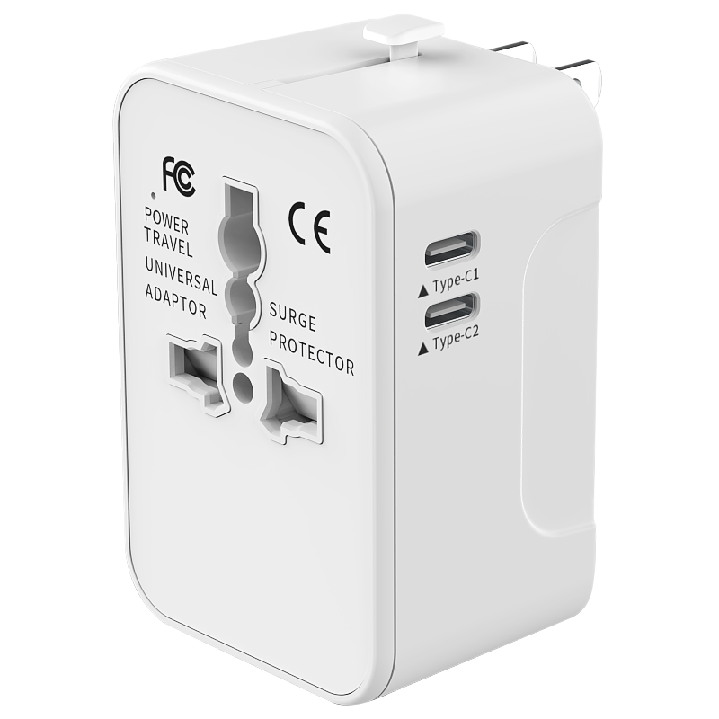 Travel Adapter Worldwide All In One International Power Adapter Universal Adapter Plug With 2.1A Dual USB Charging Ports For Asia Europe UK AUS And USA