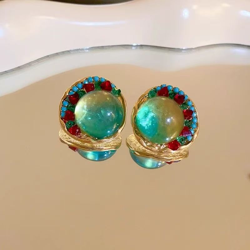 2026 New Niche Unique Earrings For Women, Exaggerated Large Designer Enamel Retro Dangle Studs, High-End Fashion Ear Jewelry