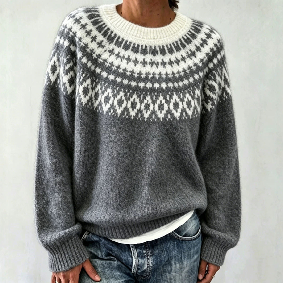 Round Neck Multicolor Loose Fashion Sweater Women