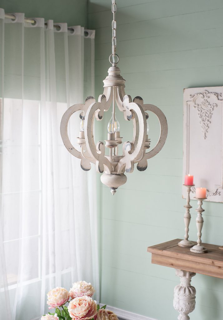 French Country Wood Chandelier 6- Light Farmhouse Pendant Light Fixture With Adjustable Chain For Kitchen Foyer Hallway Entryway Bulb Not Included