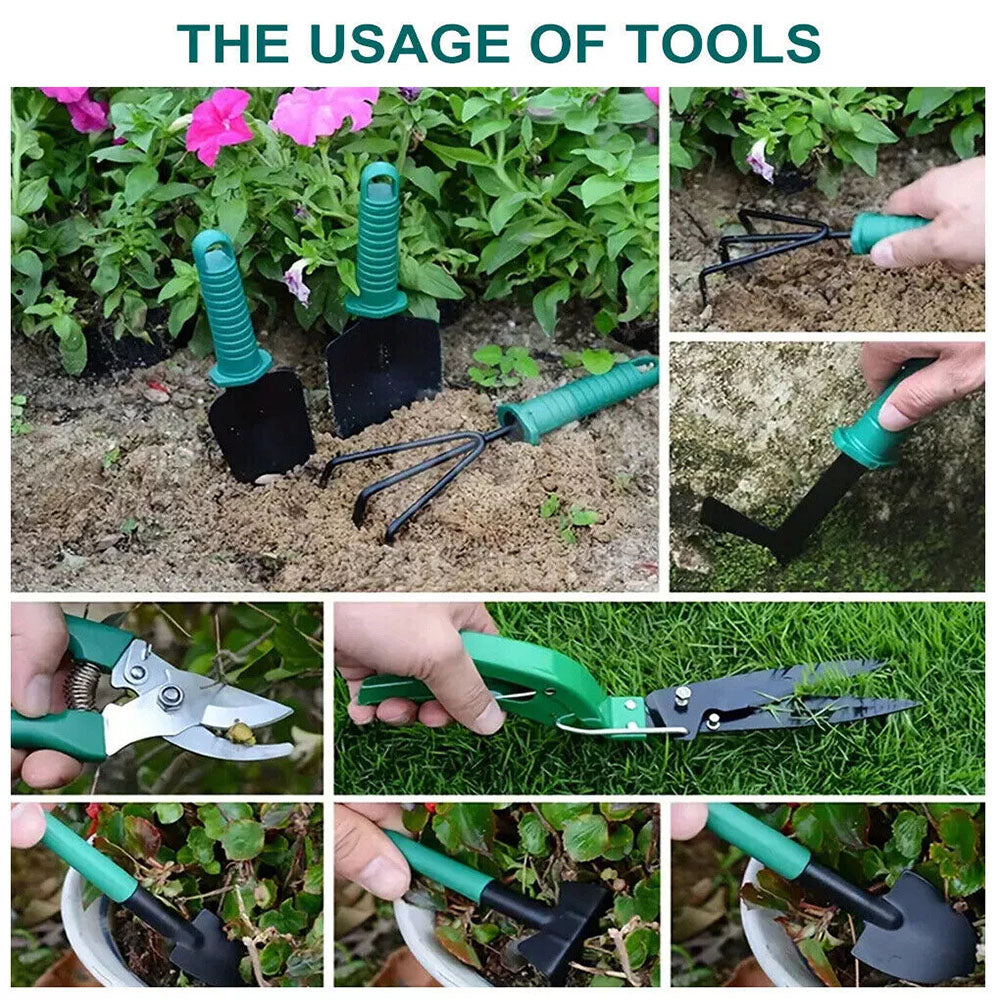 Shovel Harrow Potted Flower Gardening Tools Gift Kit Glove Garden Tool 10Pcs Set
