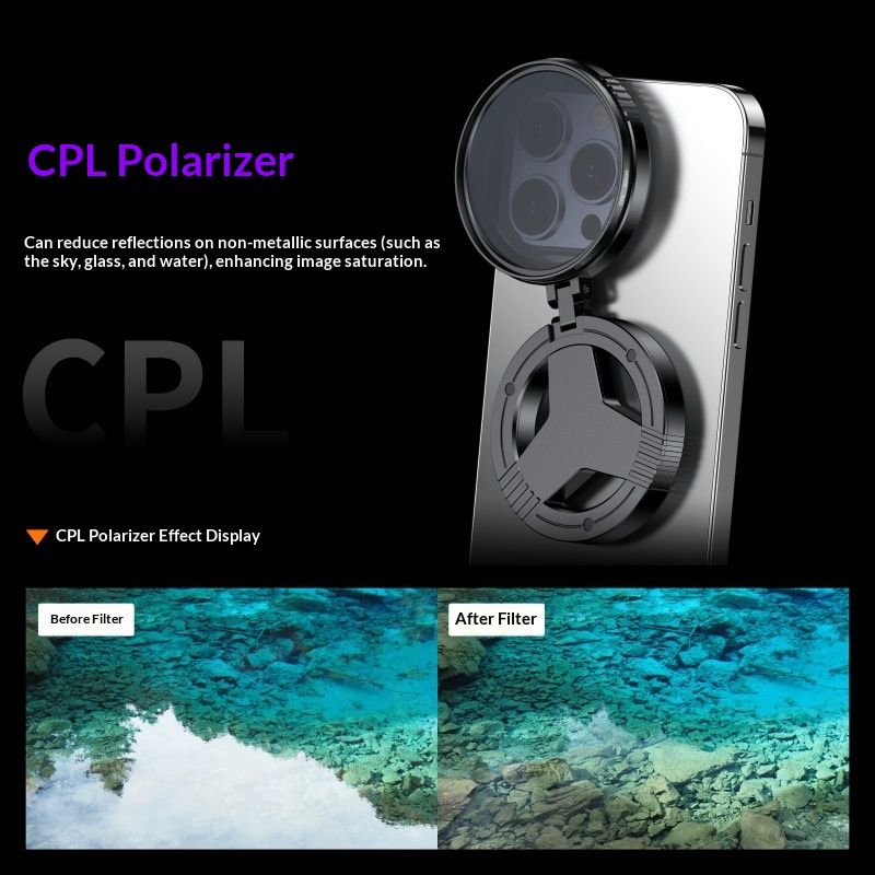 Mobile Phone Polarizing CPL Magnetic Filter Eliminates Reflections