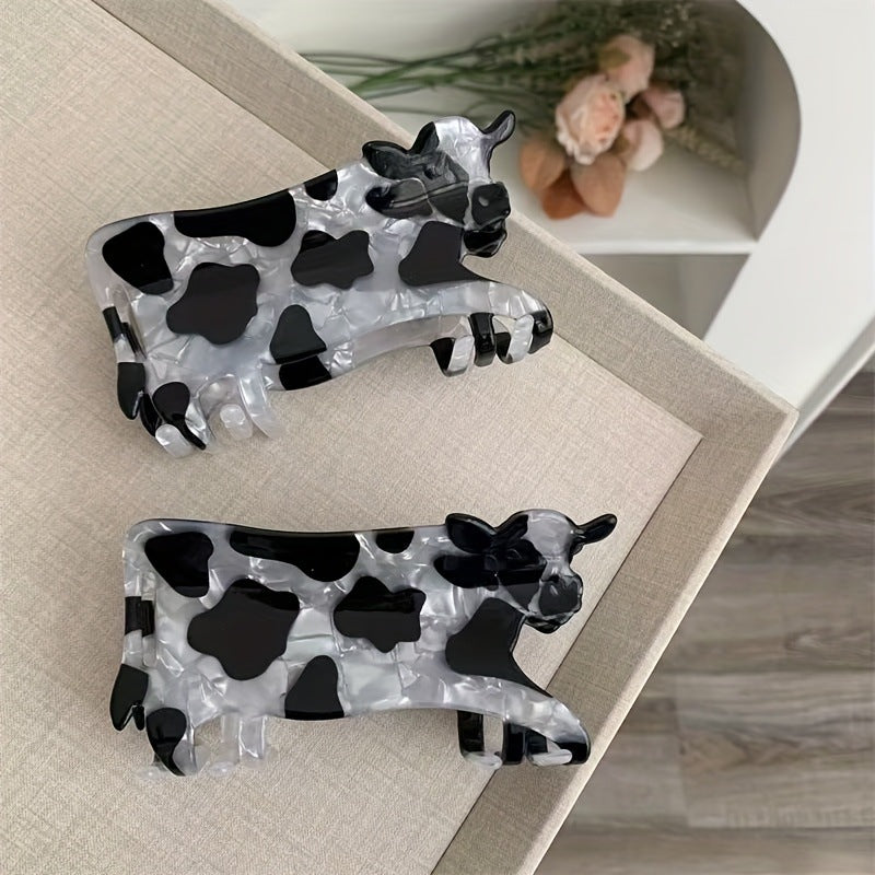 Cute Cartoon Cow Hair Clip In Black And White