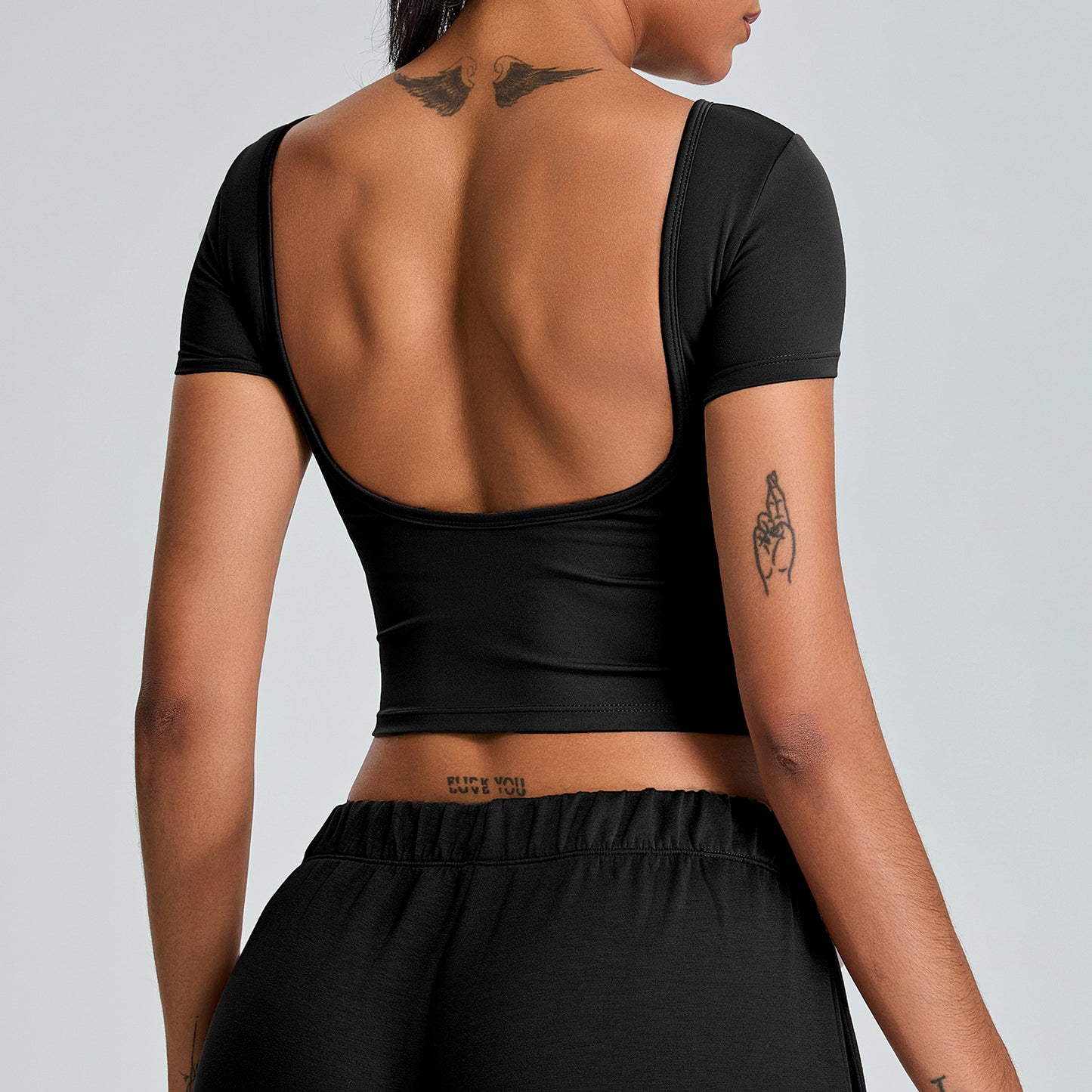Sexy Beauty Back Yoga Clothes Short Sleeve Tight Quick-drying Exercise T-shirt