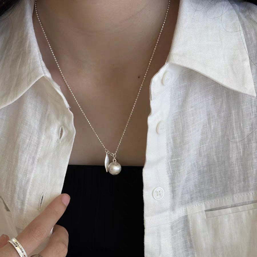1pc 999 Sterling Silver Matte Planet & Waterdrop Double Pendant Necklace, Minimalist Sweet Style, Perfect For Daily Wear & Valentine's Gifts