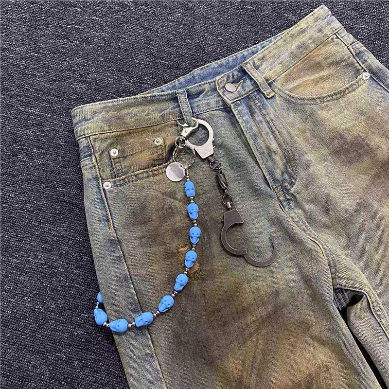 Skull Heavy Phants Zipper Waist Accessories Wear And Match Decoration