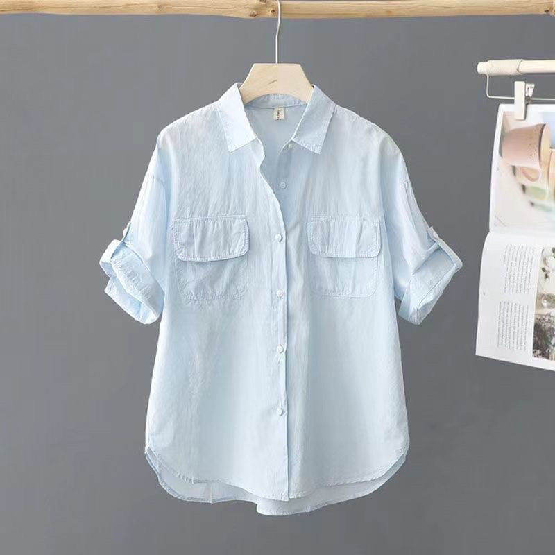 Korean-style Solid-color Age-reducing Blouse With Elegant Style