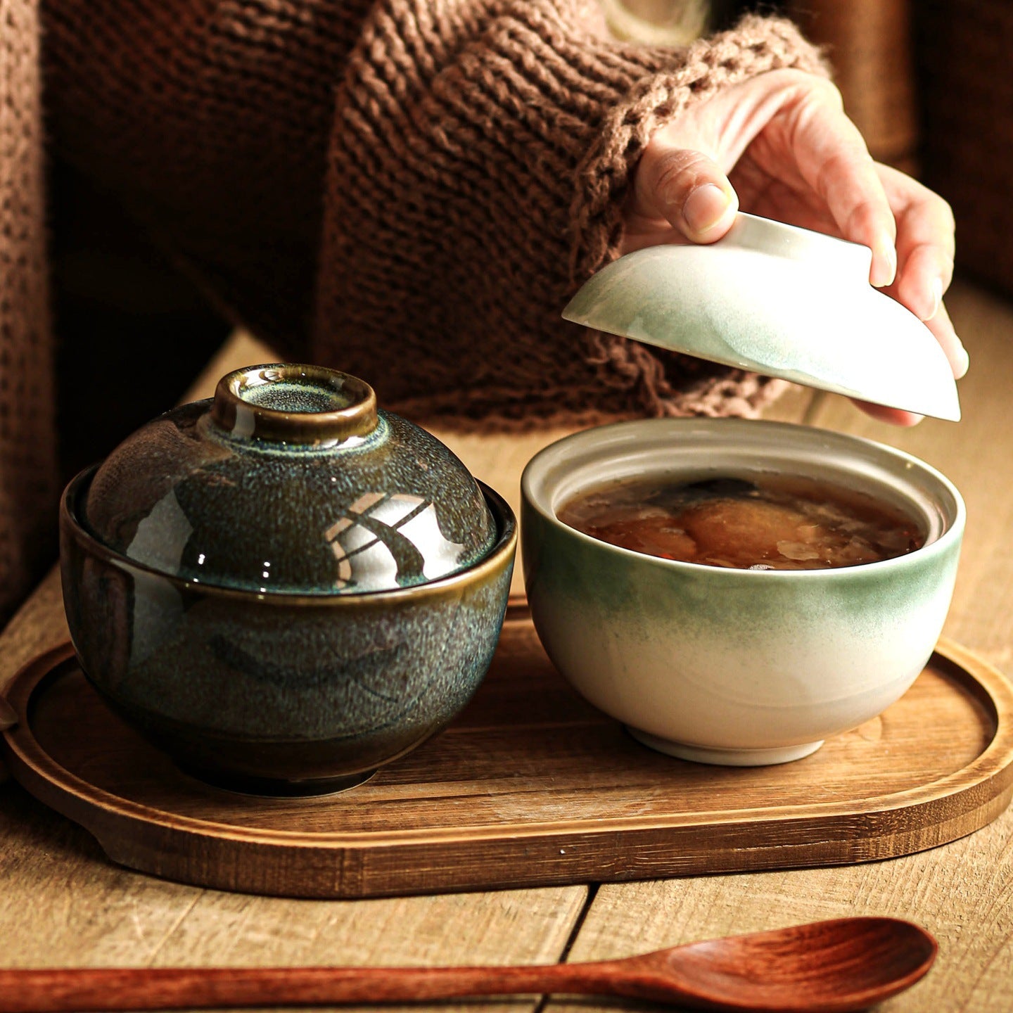 Stewing Pot For Water Bath Cooking Household Ceramic Dessert Bowl With Lid