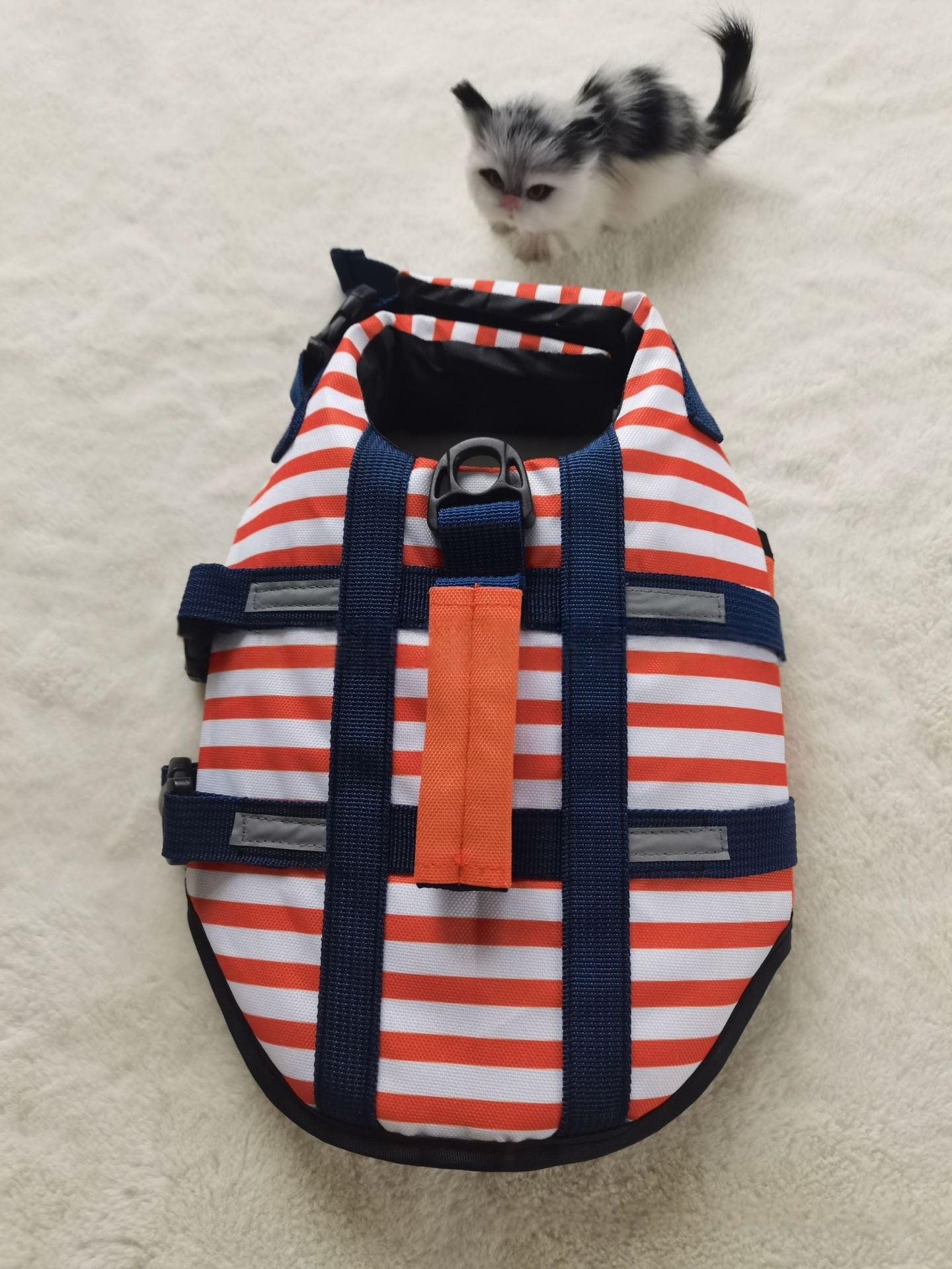 600D Oxford Cloth Digital-Print Striped Pet Life Jacket