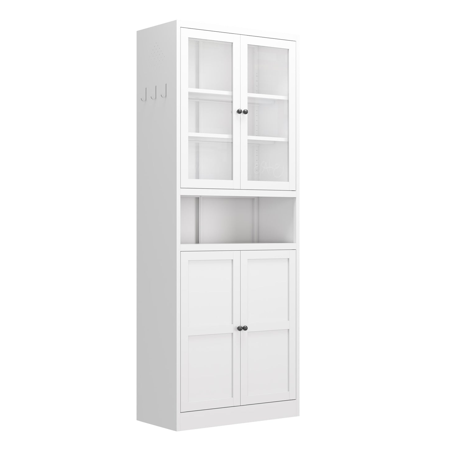 Metal Kitchen Pantry Cabinet - 72 Tall Storage With Adjustable Shelves White , Heavy Duty Stainless Steel Frame, Freestanding Cabinet For Kitchen Pantry Bathroom