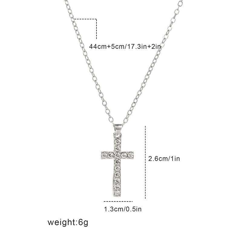 Hip Hop Men's And Women's Classic Accessories Diamond Cross Necklace Simple