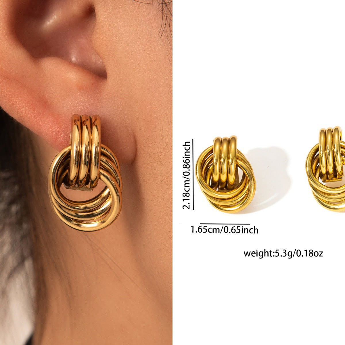 Fade-Proof Gold Stainless Steel Titanium Steel Earrings Luxury Fashion Women Jewelry
