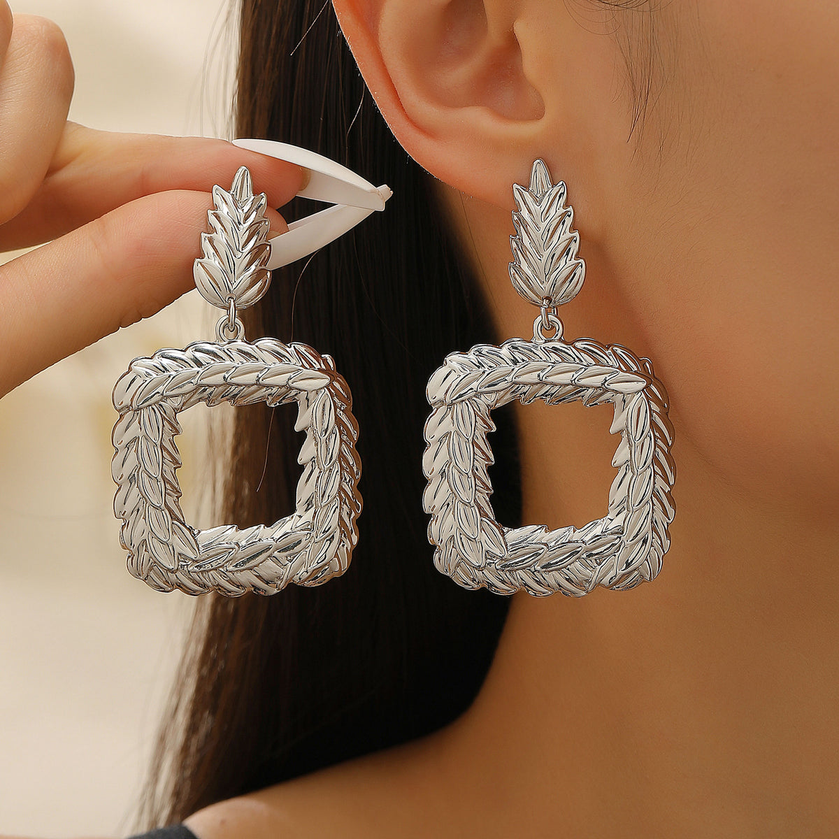 Vintage Exaggerated Statement Metal Studs, Lava Wrinkle Surface Irregular Geometric European American Fashion Earrings For Women