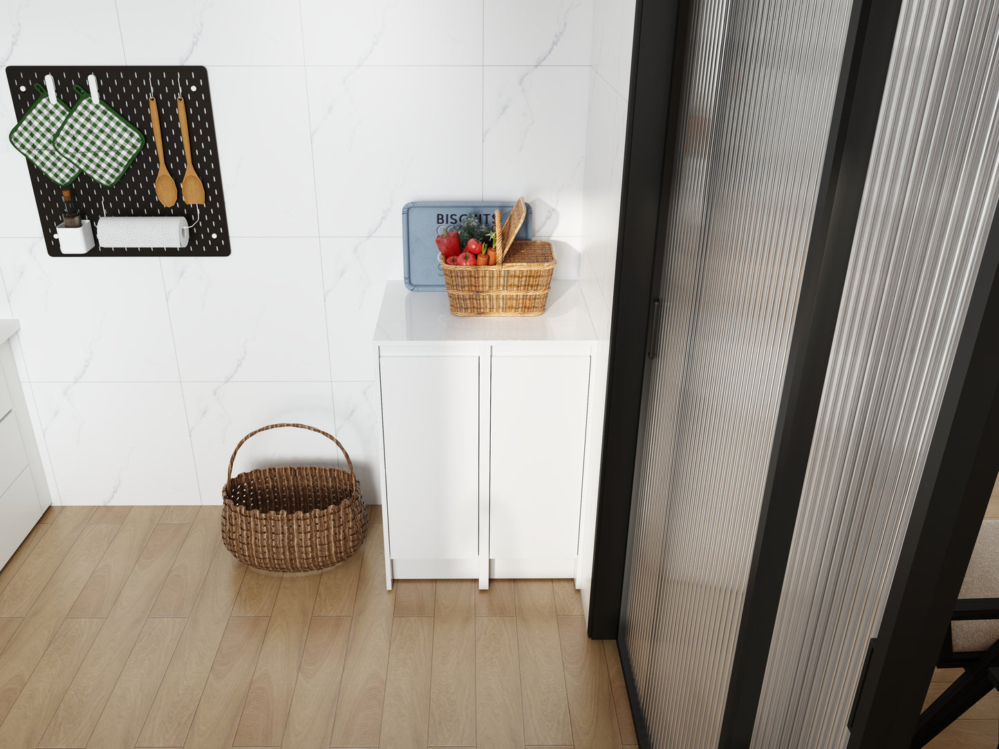 24 Freestanding Bathroom Storage Cabinet, Soft Close Doors, Glossy White, Plywood, KD-Packing, 12 X2 Combination Suitable For Bathroom, Kitchen, Study Room, Bedroom, Etc