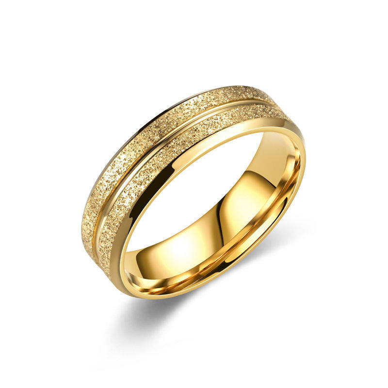 Accessories Stainless Steel Single Line Frosted Couple Ring