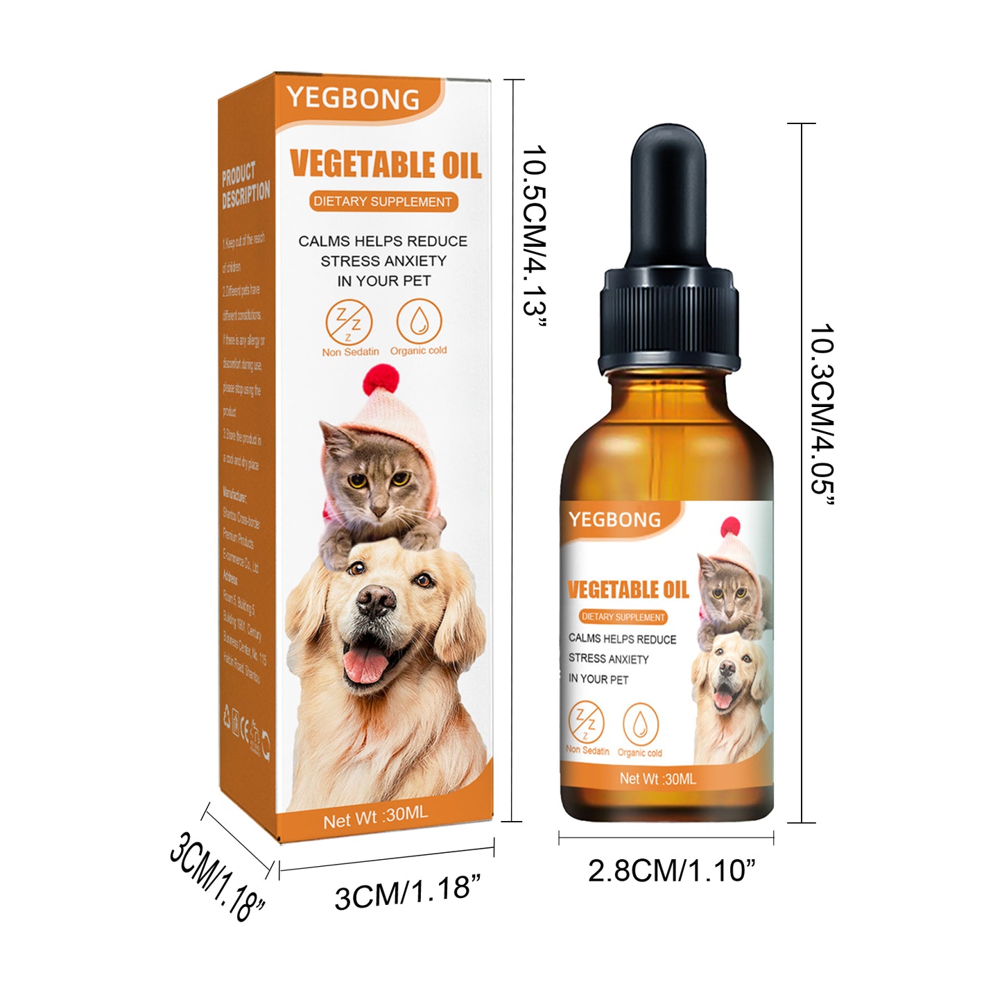 Pet Calming Hemp Oil For Dogs & Cats, Natural Anxiety Relief Supplement, Improve Appetite & Support Pet Health, 30ml