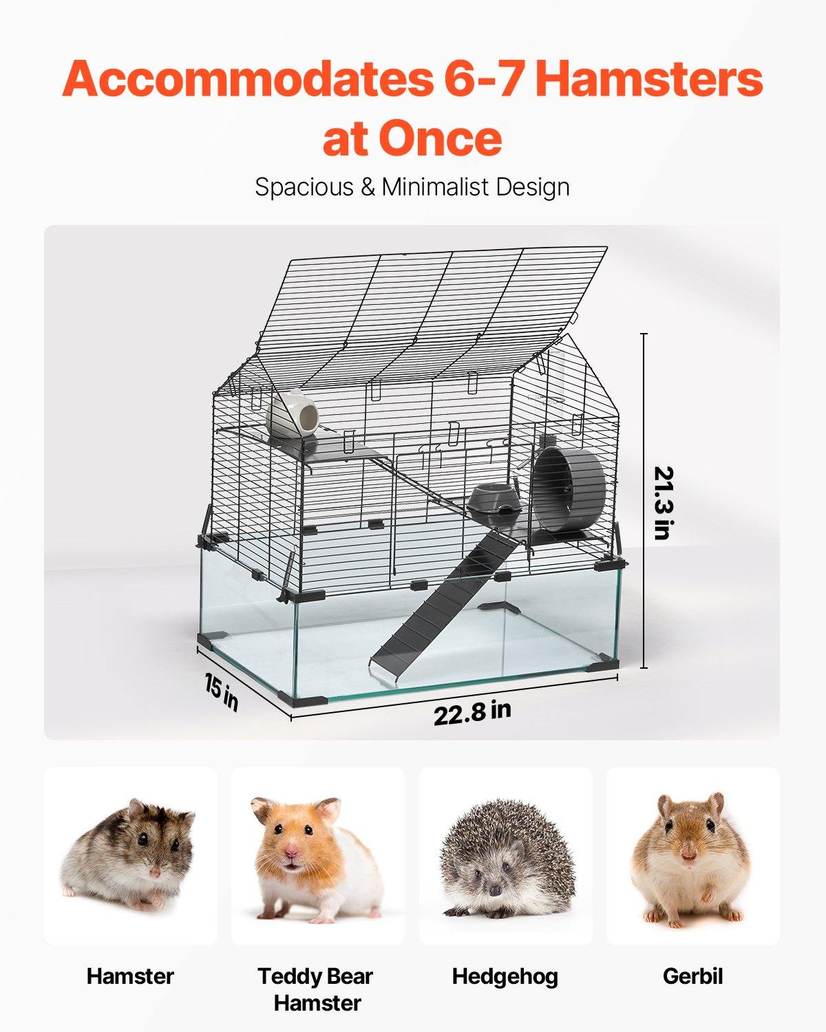 Wire Hamster Cage Habitat 22.8in Pet Rodent Gerbil Mice Small Animal House