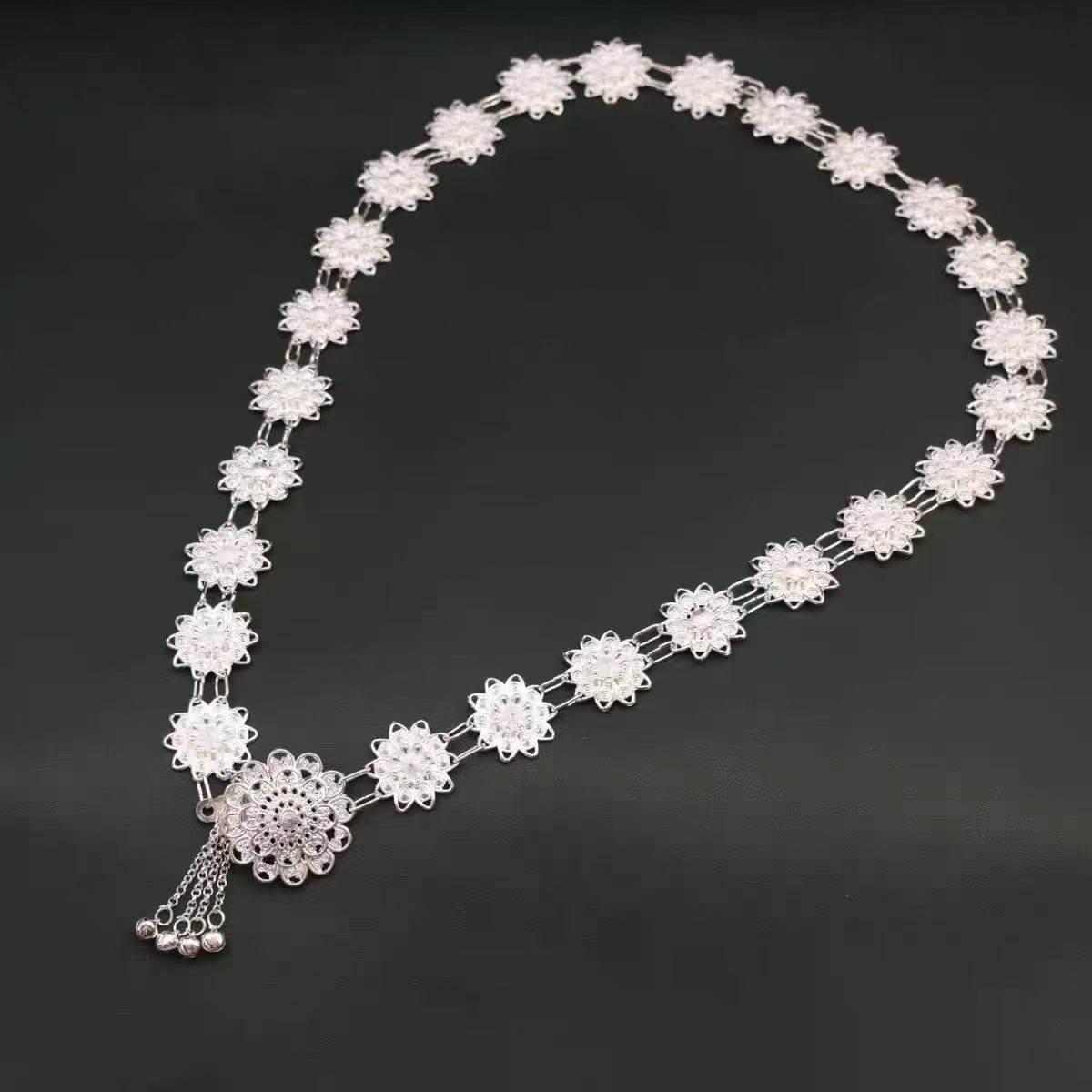 Necklace Waist Chain Vintage Alloy Hollow Flower Accessories Golden Waist Chain