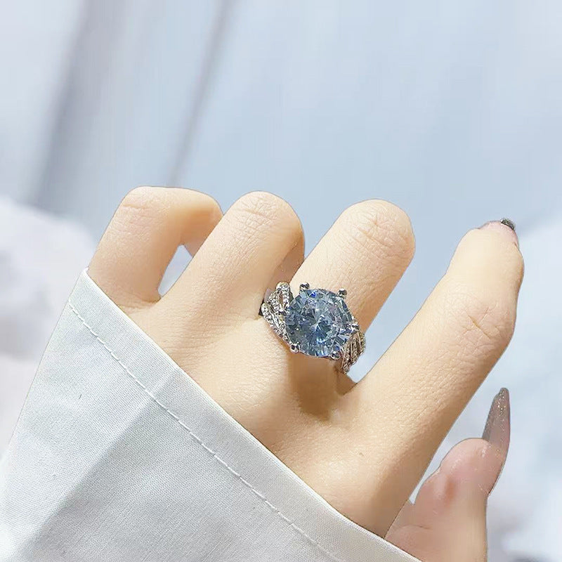 Women's Crystal-Encrusted Ring & Couple Rings Light Luxury, High-End, Ultra-Shiny, Fashionable & Elegant Niche Versatile Band Accessories