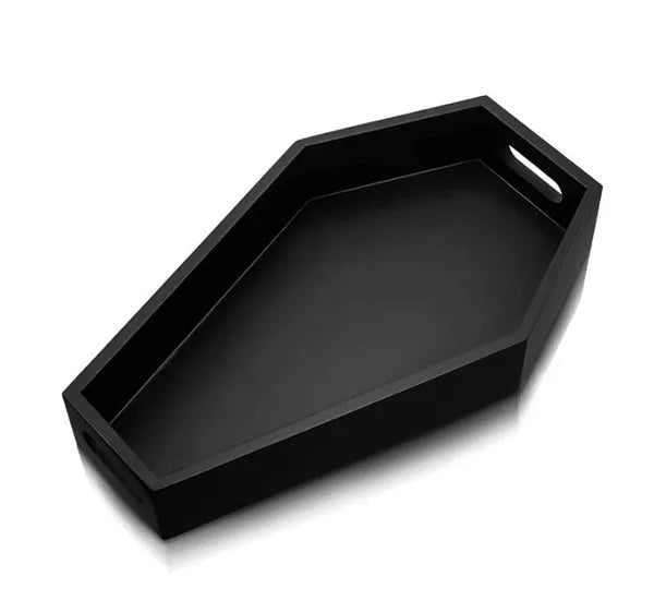 14.2'' Tall Halloween Coffin Charcuterie Boards - Sturdy Wooden Gothic Bathroom Tray Decor - Goth Container For Kitchen Food, Vanity Makeup, Perfume, Jewelry Storage
