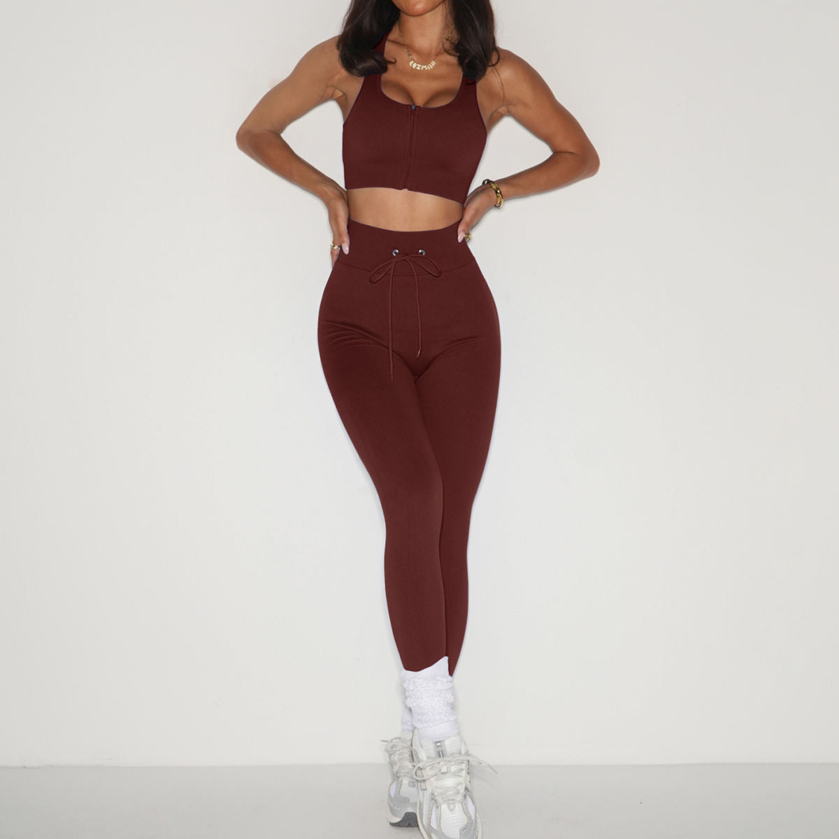 Tied High Waist Yoga Pants Suit