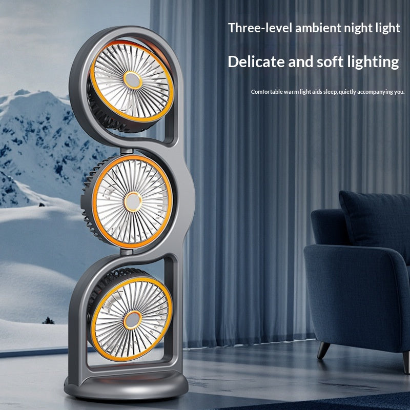 Multifunctional High-Wind-Force Three-Speed Fan With Night Light Dormitory And Outdoor Desktop Fan