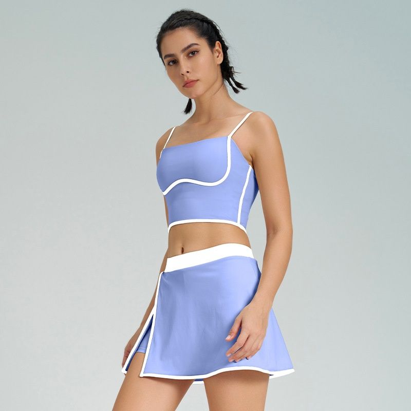 Contrast Color Fast-drying Sports Vest Women's Fitness Shockproof Fixing Cup Summer High Elastic Yoga Clothes Outfit Top