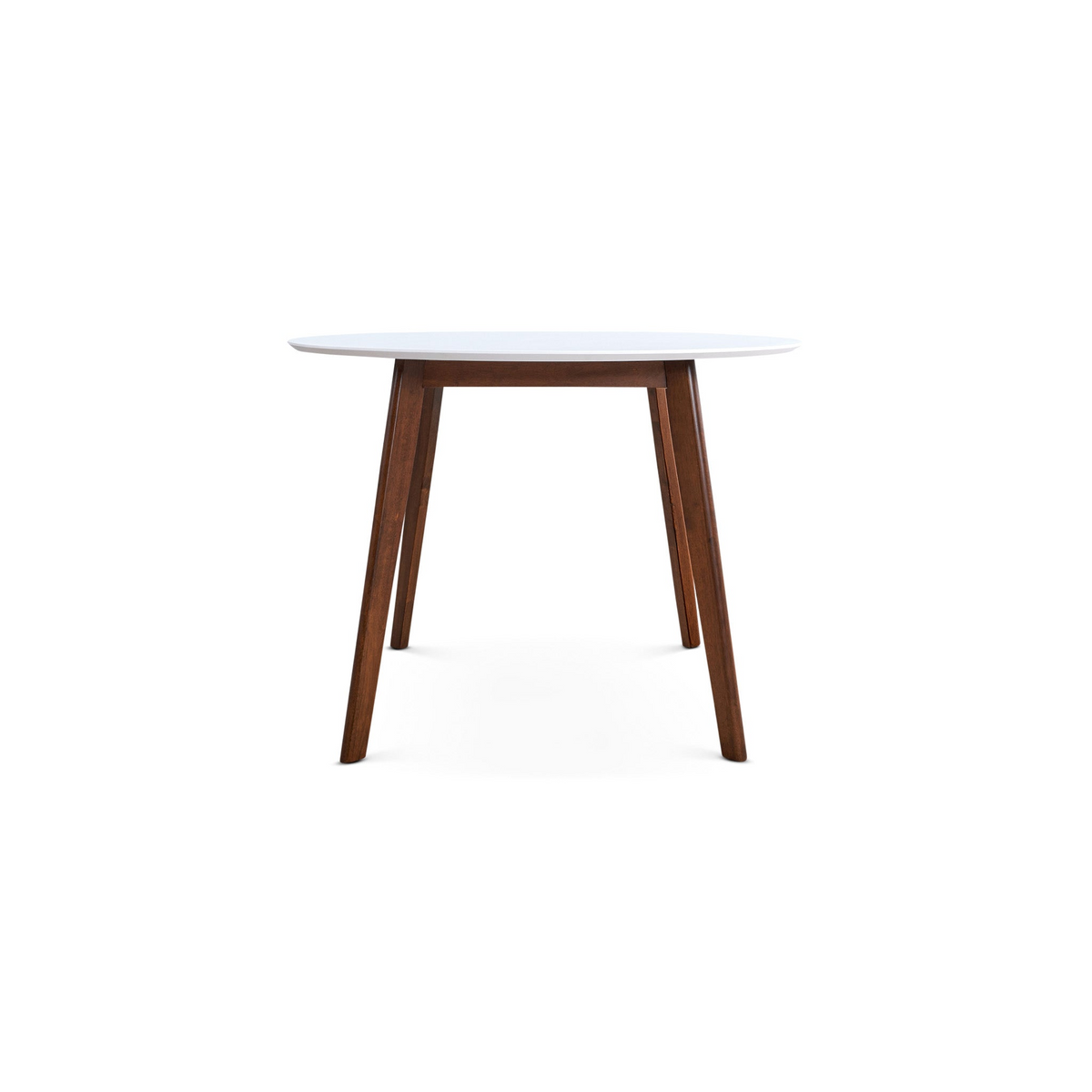 Minimalist Mid Century Modern White Top Dining Table With Solid Wood Legs And MDF Tabletop 39.4 For Kitchen, Dining Room, Dinette, Breakfast