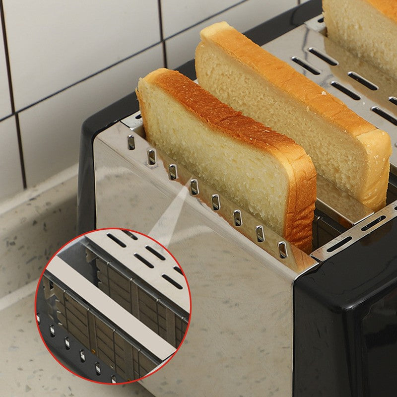 Kitchen Toaster 4 Slice Steel Variable Defrost Reheat Extra Wide Slot
