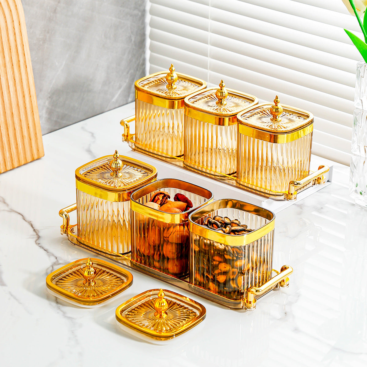 Light Luxury Seasoning Jars Home Kitchen Moisture-Proof Drop-Resistant Spice Jars Salt Shaker Sugar Container Sealed Storage Box Instagram-Style Set