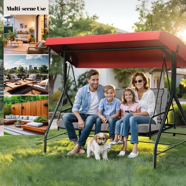 Outdoor Swing Cushions 55 Inch,Waterproof 4in Thick Porch Swing Cushion Replacement With Backrest And Ties,Comfortable 2-3 Seat Pation Swing Pad For Backyard,Garden,Lawn,Outdoor Furniture Light Grey