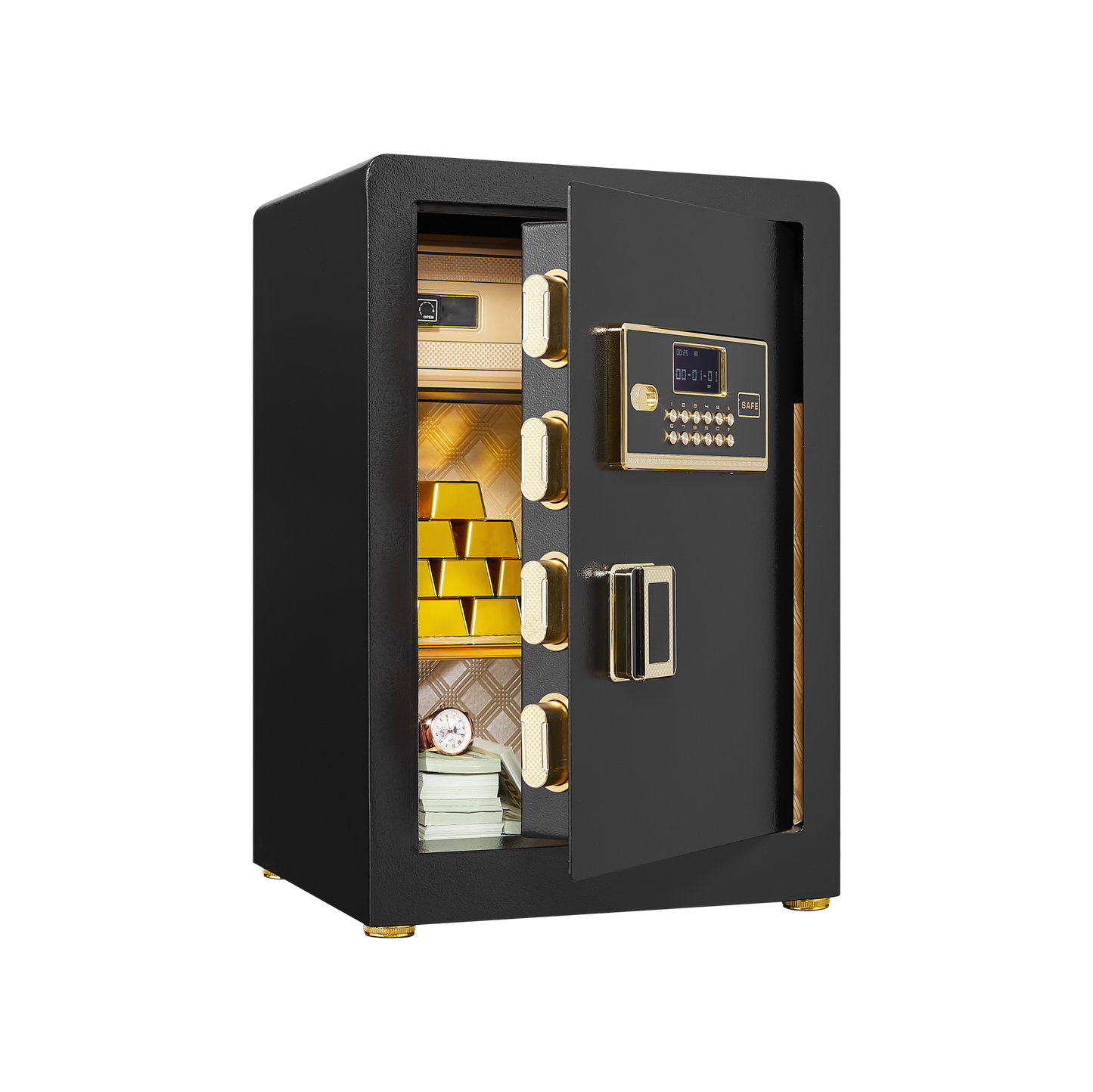 Solid Alloy Steel Office Hotel Home Safe, Security Digital Safes Box With Electronic Keypad, Spare Key, Smart Alert, Mute Mode, Anti-Theft Safe For Document Money Valuable